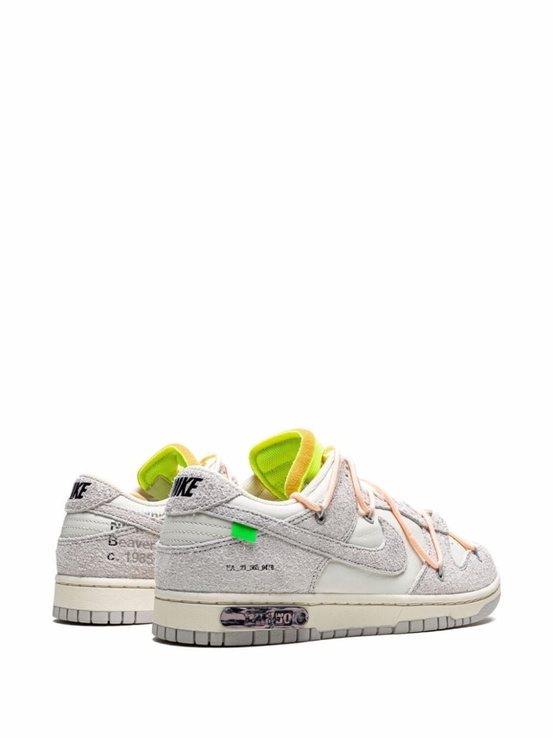 Кроссовки Nike х Off-White Dunk Low, серый/белый/желтый — фото 3