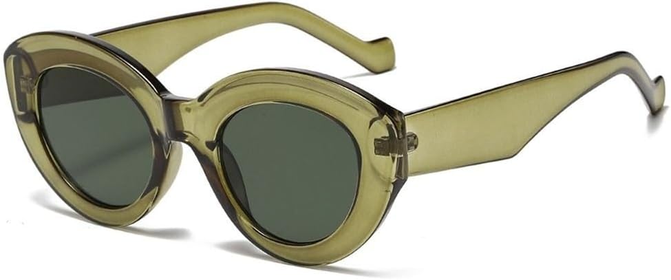

Популярные солнцезащитные очки в ретро-оправе, большие солнцезащитные очки для женщин, стильные солнцезащитные очки в ретро-стиле, овальной формы UJNHGQ, Olive Green-green