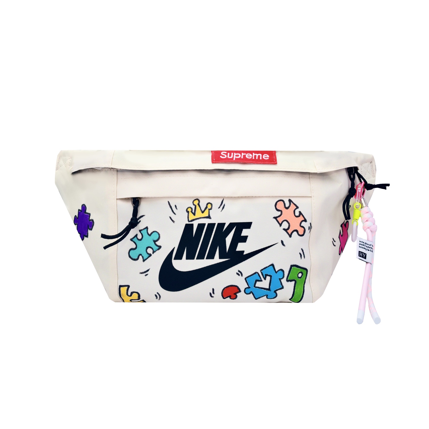 

Nike Тканевый поясной рюкзак в стиле граффити с брызгами краски унисекс, Blue Green Yellow