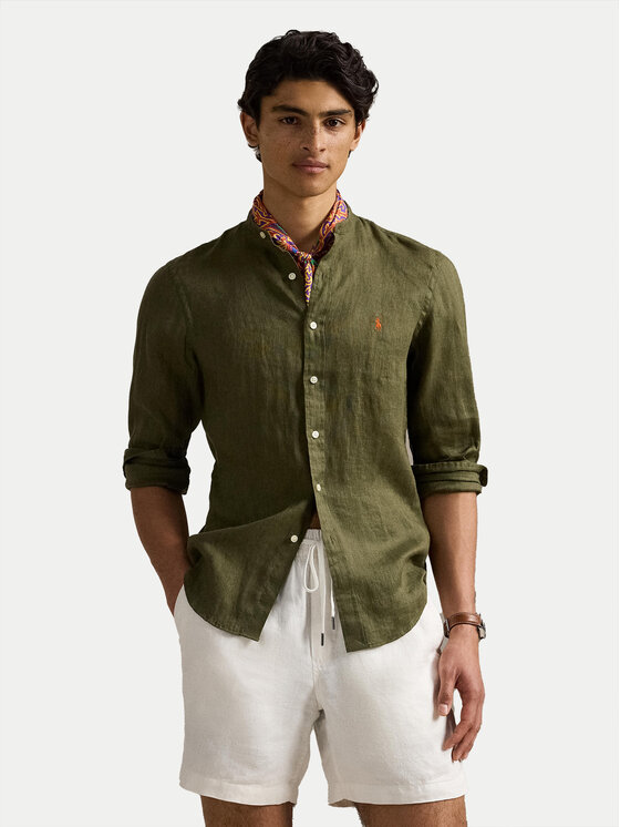 

Рубашка облегающего кроя 710968925003 Polo Ralph Lauren, хаки