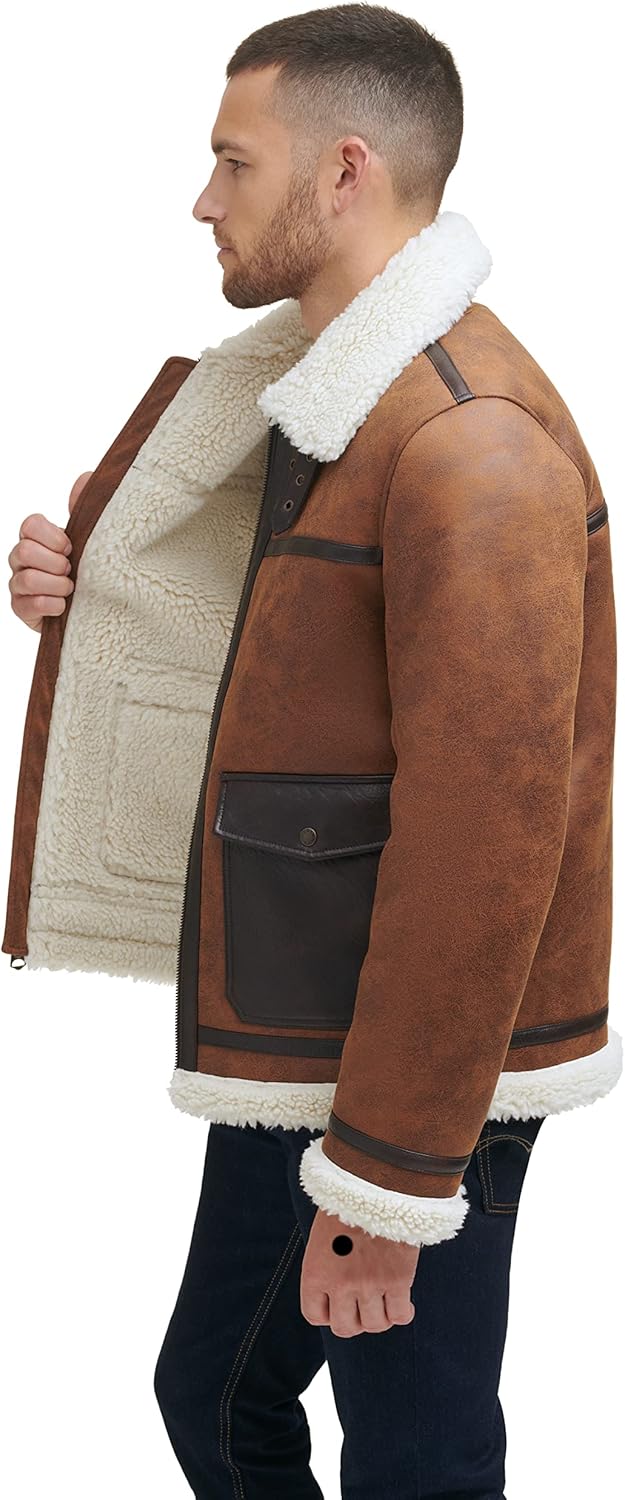 Мужская куртка-авиатор Levi's из искусственной овчины Rancher, Brown — фото 4