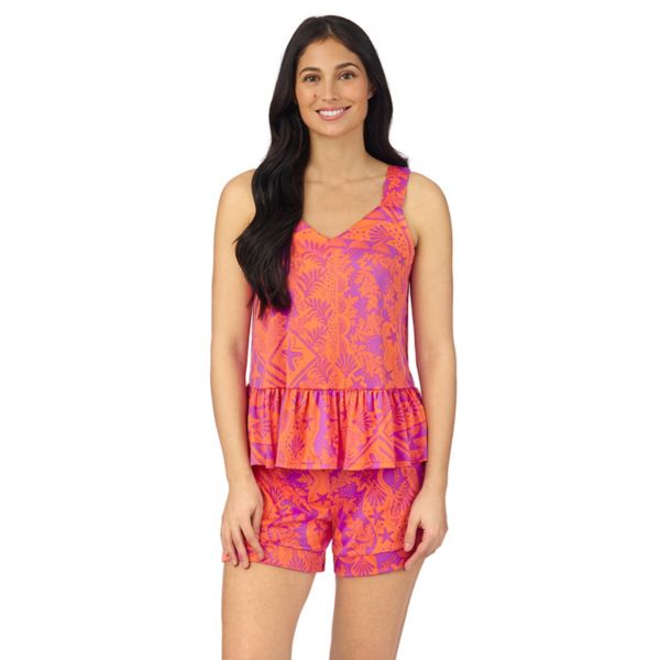 

Женский уютный пижамный комплект из майки и пижамных шорт Cuddl Duds, цвет coral shell