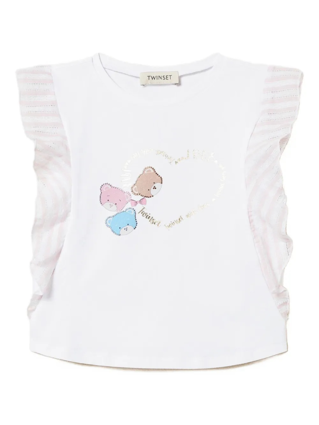 

Футболка с оборками на рукавах TWINSET Kids, белый