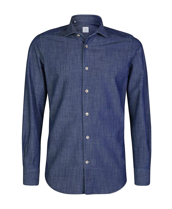 

Хлопковая рубашка в стиле денди Eleventy, синий