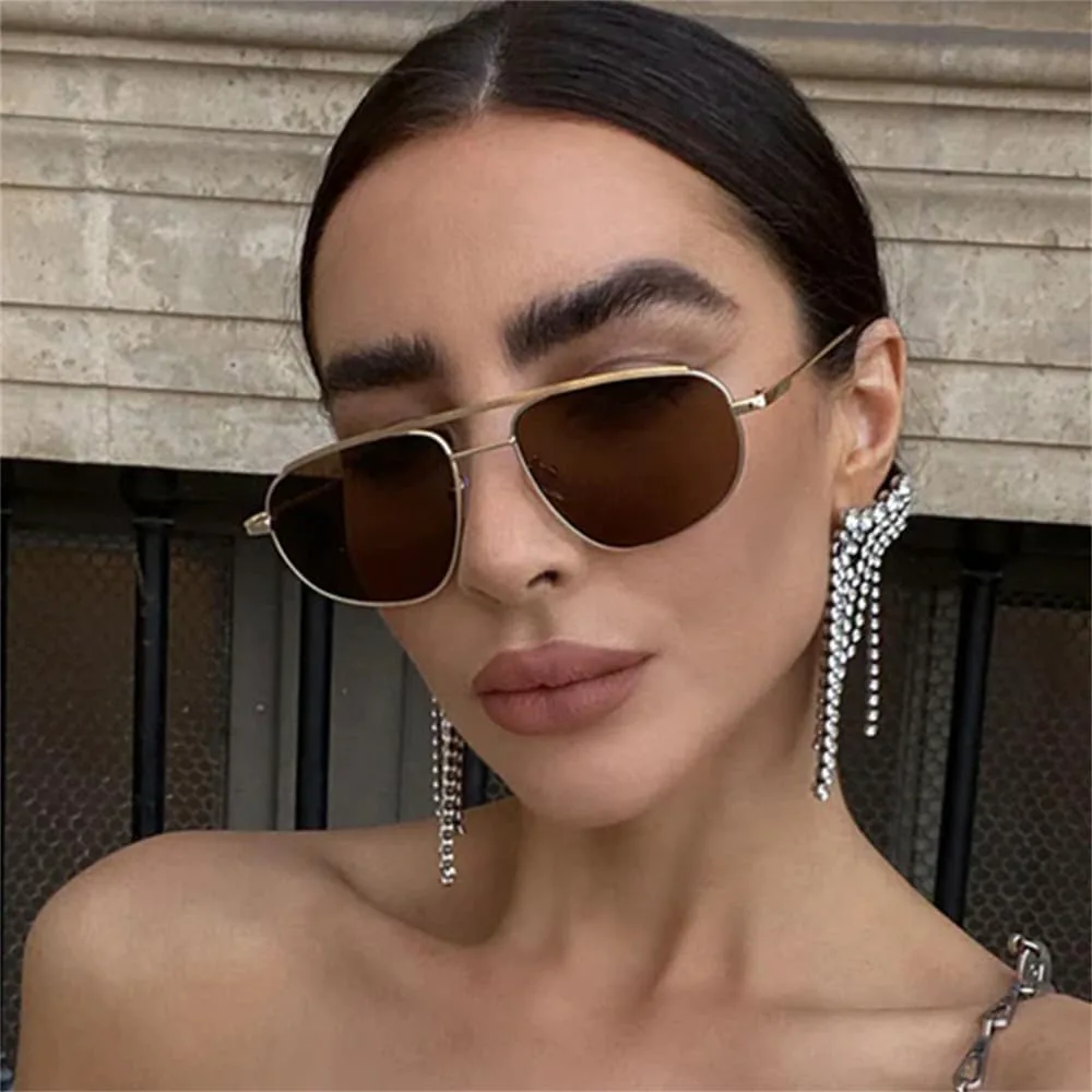 

Солнцезащитные очки для женщин и мужчин, овальные, металлические, с двойной перемычкой, для активного отдыха, уличная одежда, женские очки generic, C9 Silver Clear