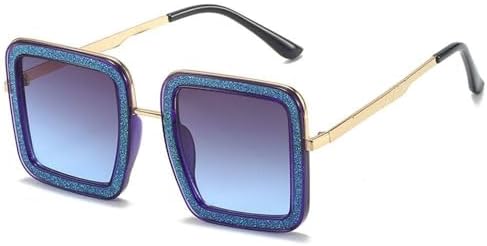 

Модные солнцезащитные очки большого размера с бриллиантами для женщин, стильные квадратные солнцезащитные очки с кристаллами, защита от ультрафиолета UV400 MTZJH, A - Blue-gray Blue