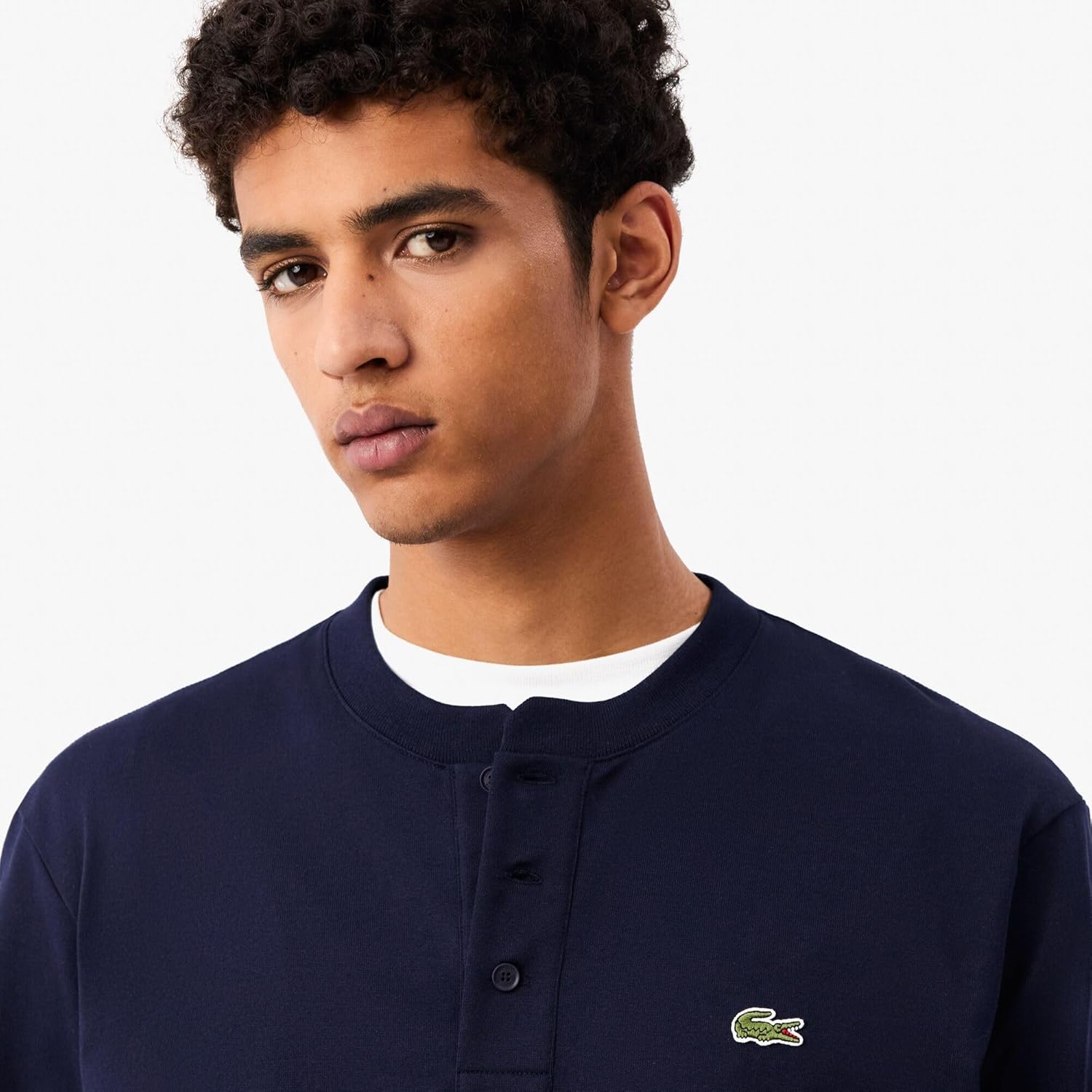 Мужская футболка с длинными рукавами из хлопкового трикотажа Lacoste, Navy Blue — фото 2