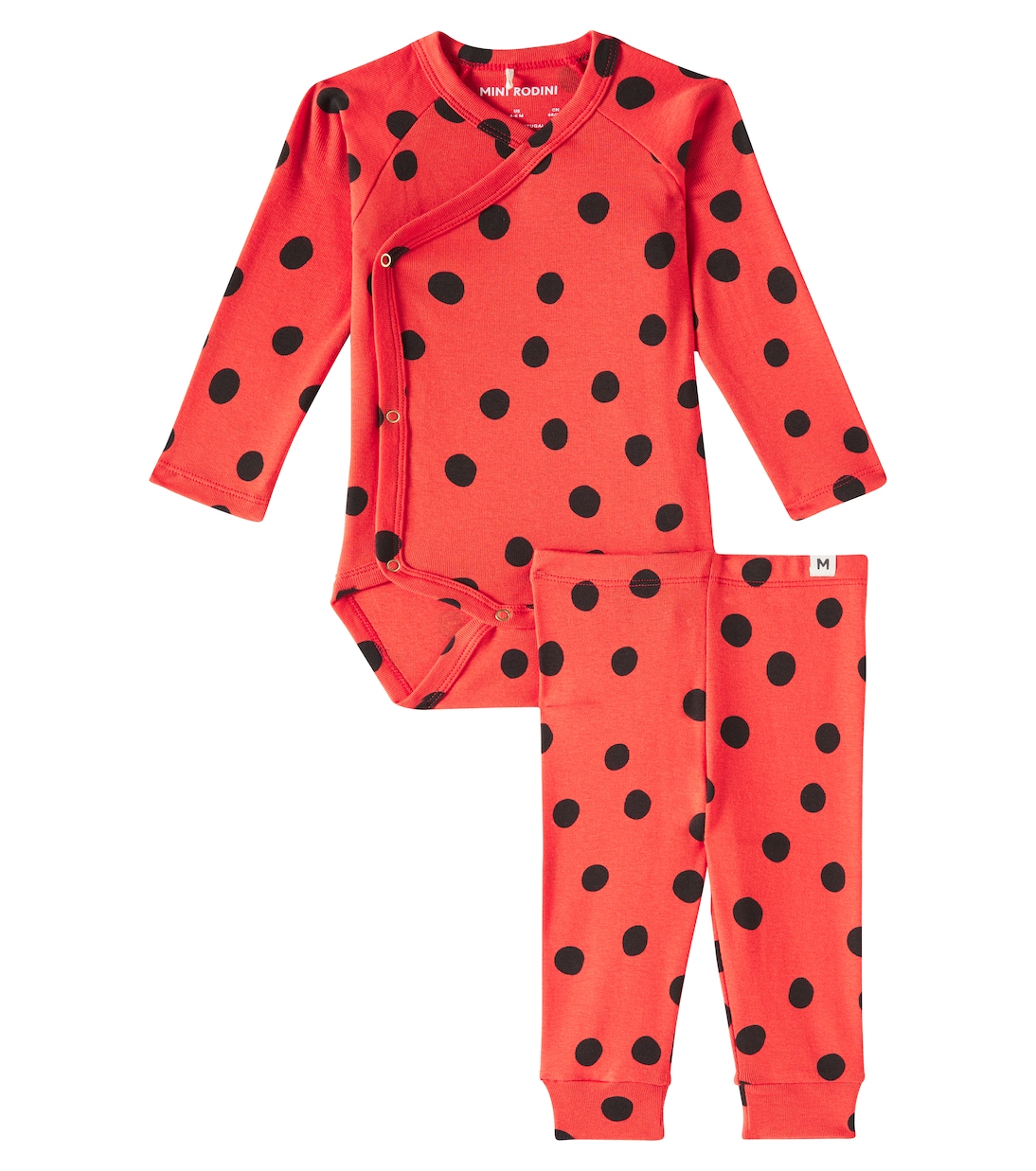 

Комплект из хлопкового боди и штанишек Baby Dots Mini Rodini, красный
