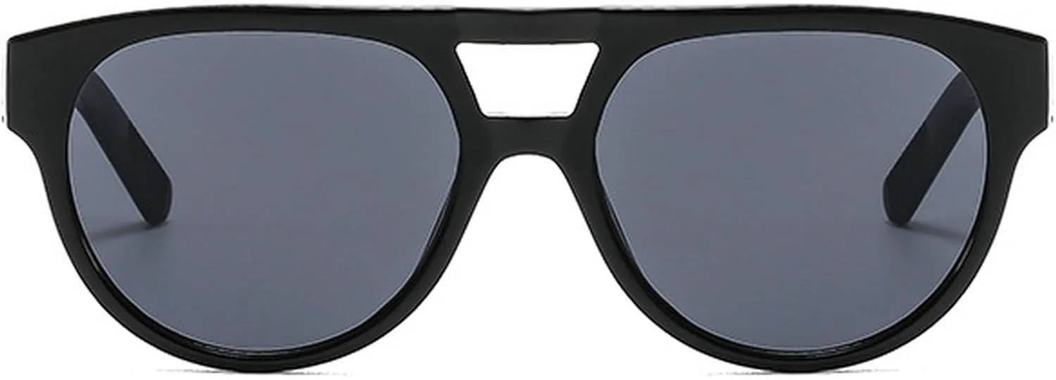 

Ретро женские овальные солнцезащитные очки с двойной перемычкой, пилотские солнцезащитные очки для мужчин, модные очки с защитой от УФ-излучения UV400 mincl, Black