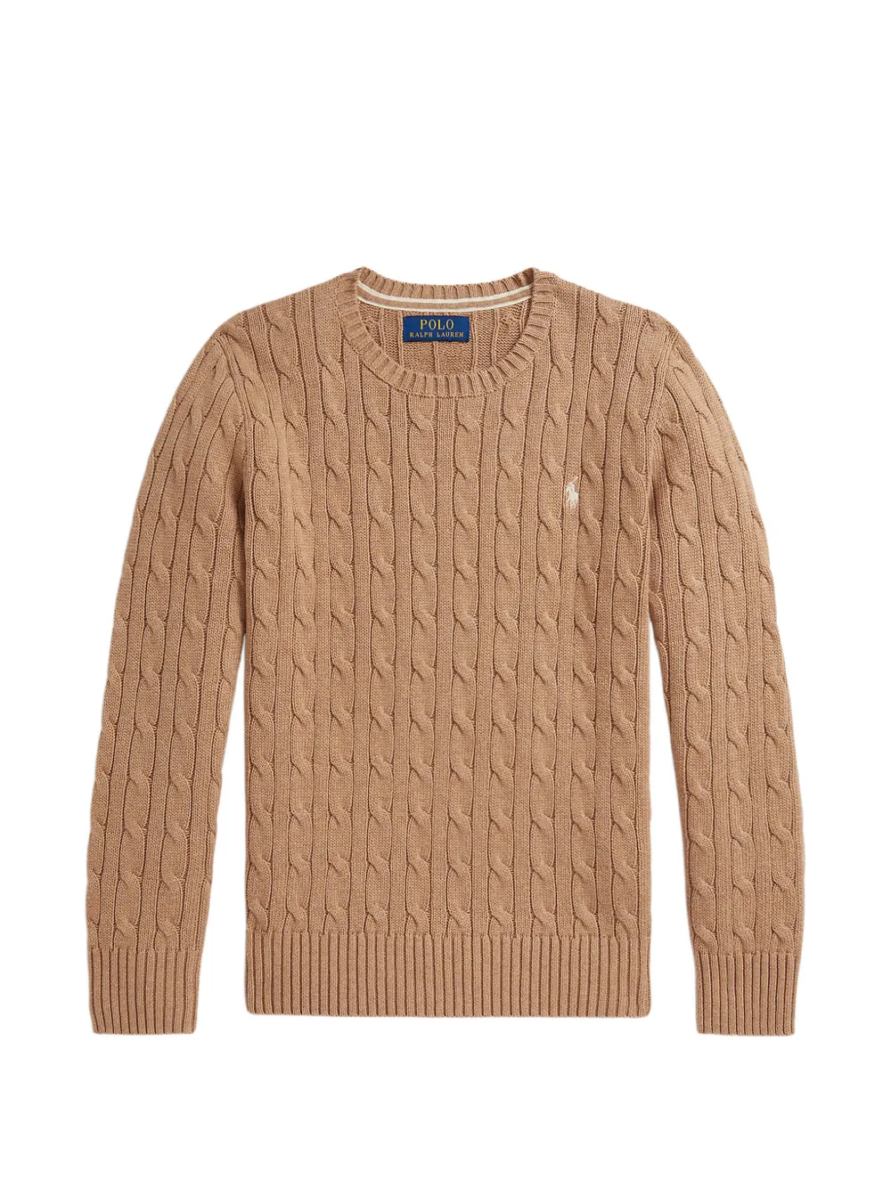

Кабельный вязаный свитер с логотипом Polo Ralph Lauren Kids, бежевый