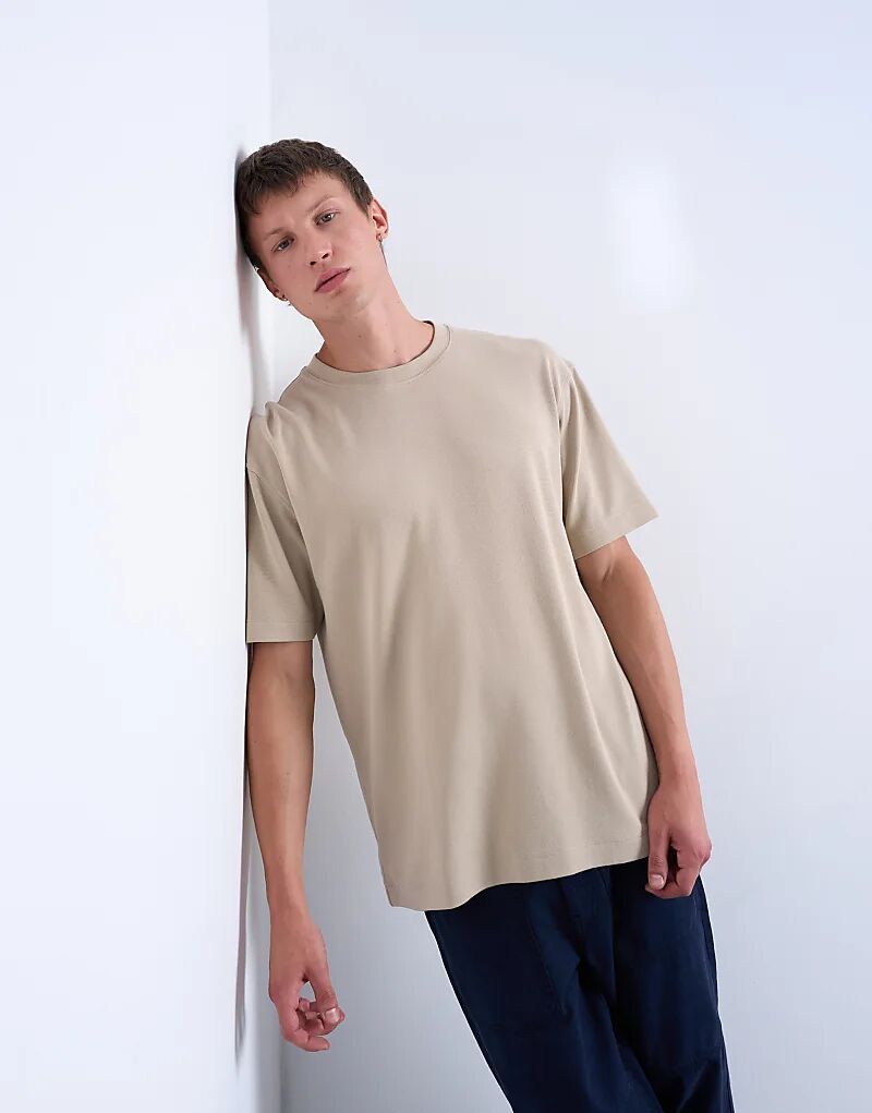 

Футболка Topman Interlock свободного кроя цвета «камень»
