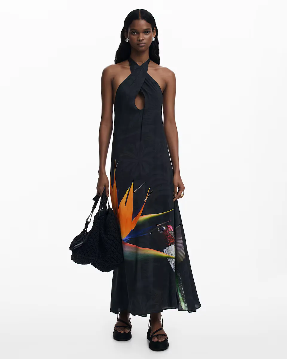 

Длинное платье с принтом Desigual, черный