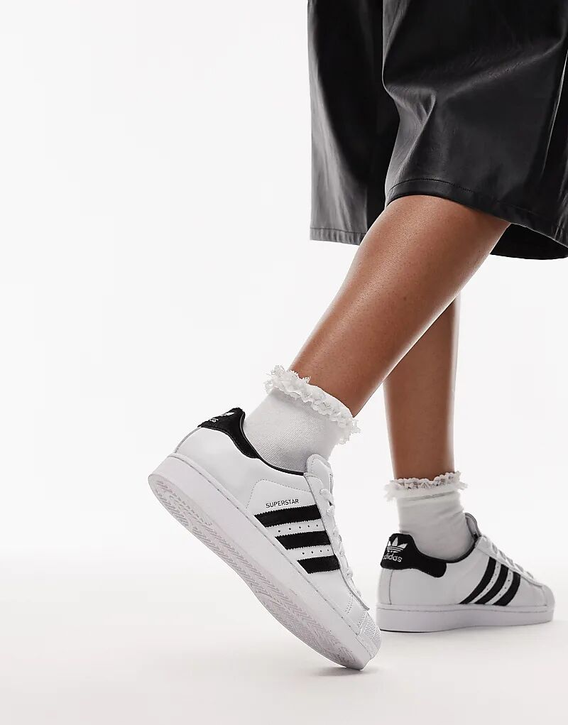 Кроссовки Adidas Originals Superstar II из белого и черного конского волоса — фото 3