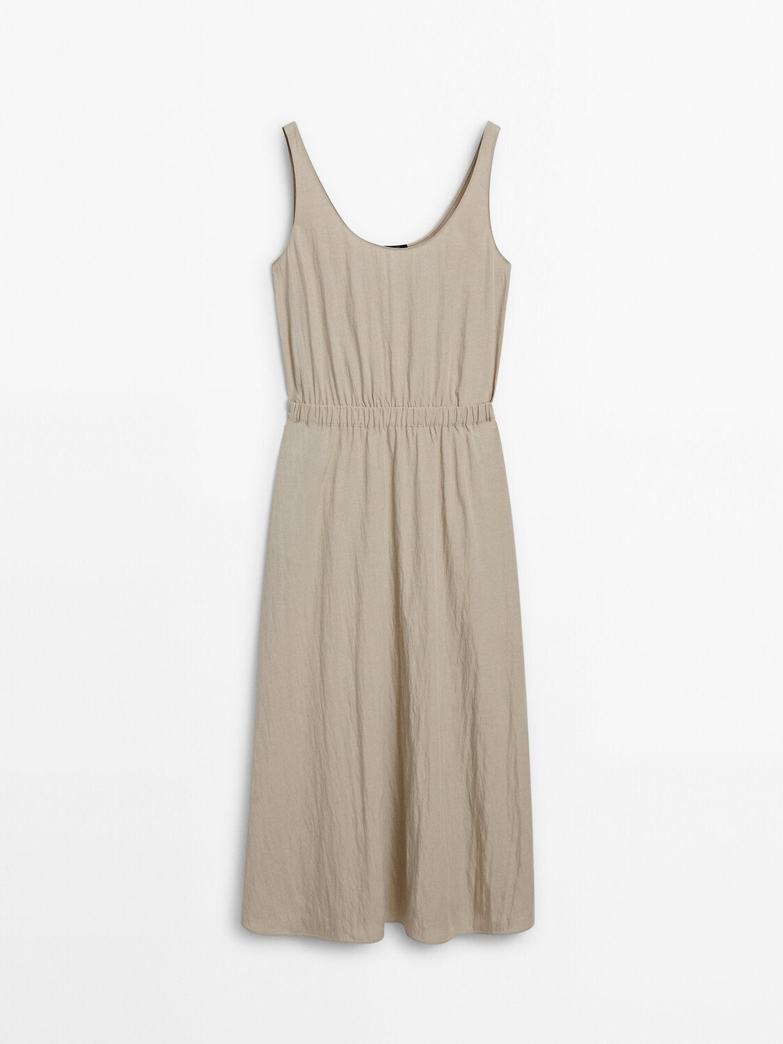

Расклешенное платье из поплина с резинкой на талии Massimo Dutti, серый