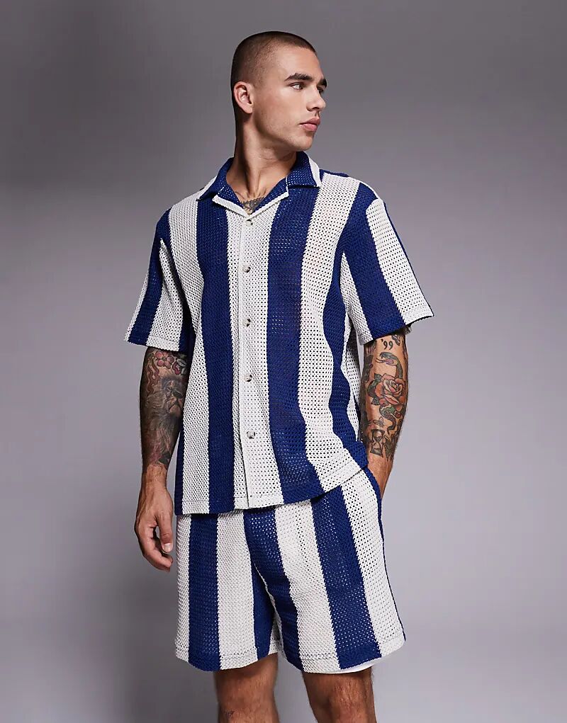 

Вязаные шорты в полоску River Island синего цвета