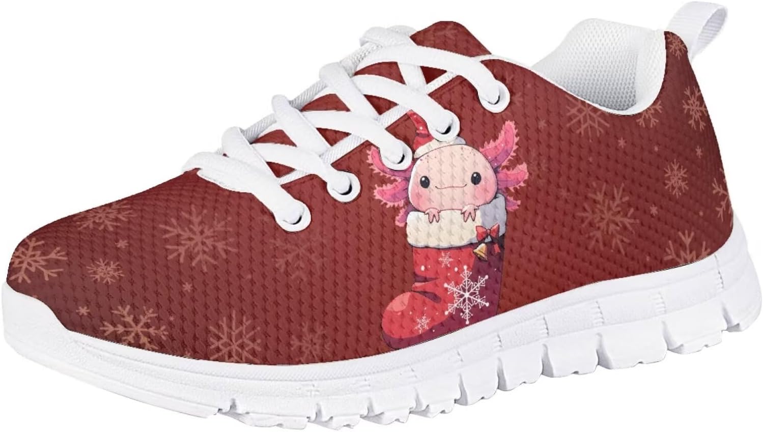 

Кроссовки Forchrinse для мальчиков и девочек на Рождество, детские шнурованные теннисные кроссовки, легкие, дышащие, для ходьбы и бега, Christmas Axolotl Print