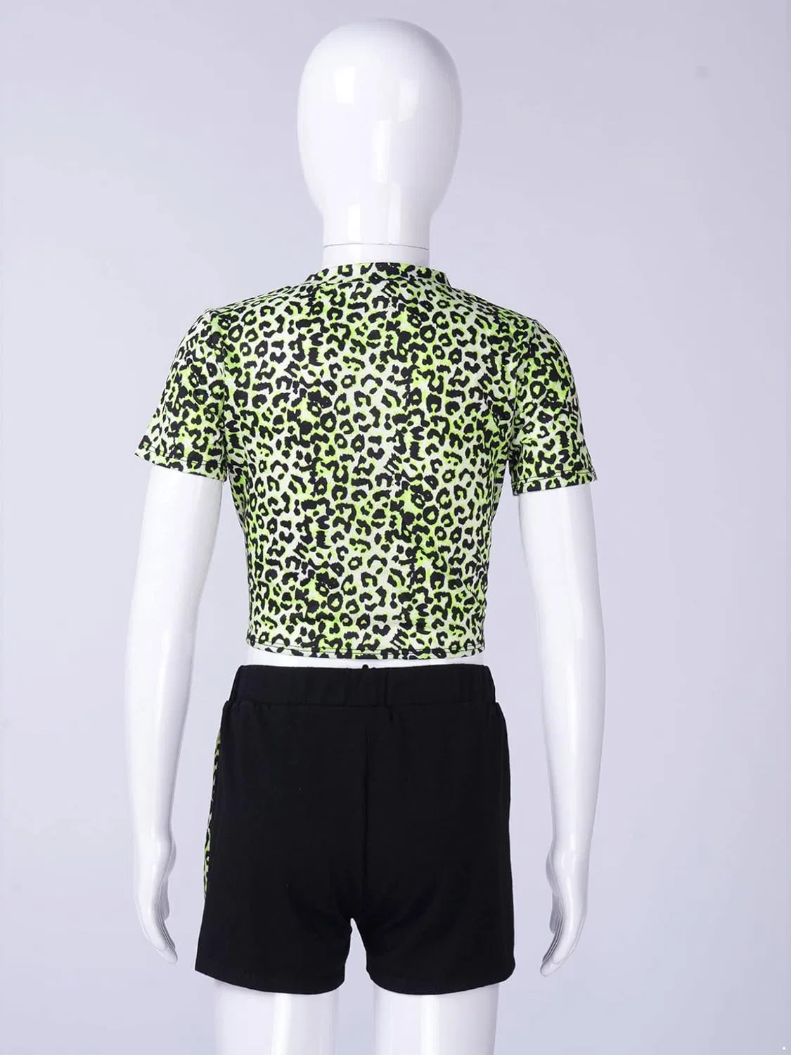 Детский спортивный костюм с леопардовым принтом Kaerm, 2 предмета, Chartreuse Leopard — фото 4