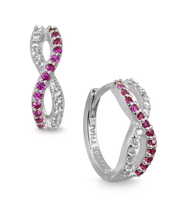 

Серьги-Кольца Huggie Hoop с белыми и синими кубическими цирконами в форме бесконечности из стерлингового серебра Giani Bernini, silver/red