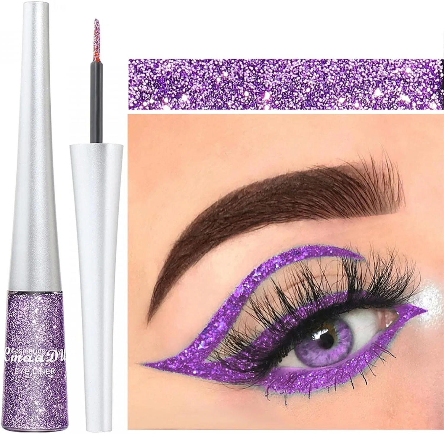 Подводка для глаз Glitter Eyeliner Foreted, блестящая, жидкая — фото 2