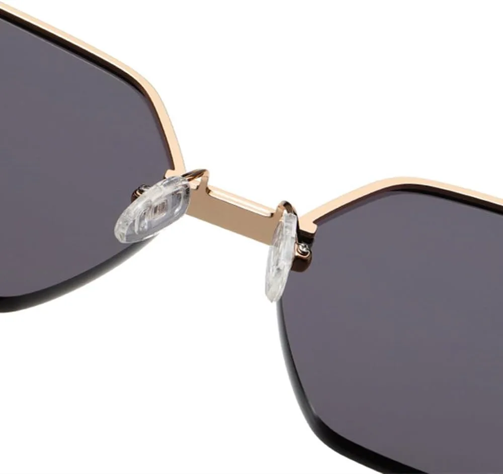 

LVTFCO Стильные и простые женские солнцезащитные очки с многоугольной оправой, ретро-дизайн с металлическим градиентом, для путешествий и уличных фотографий, 1