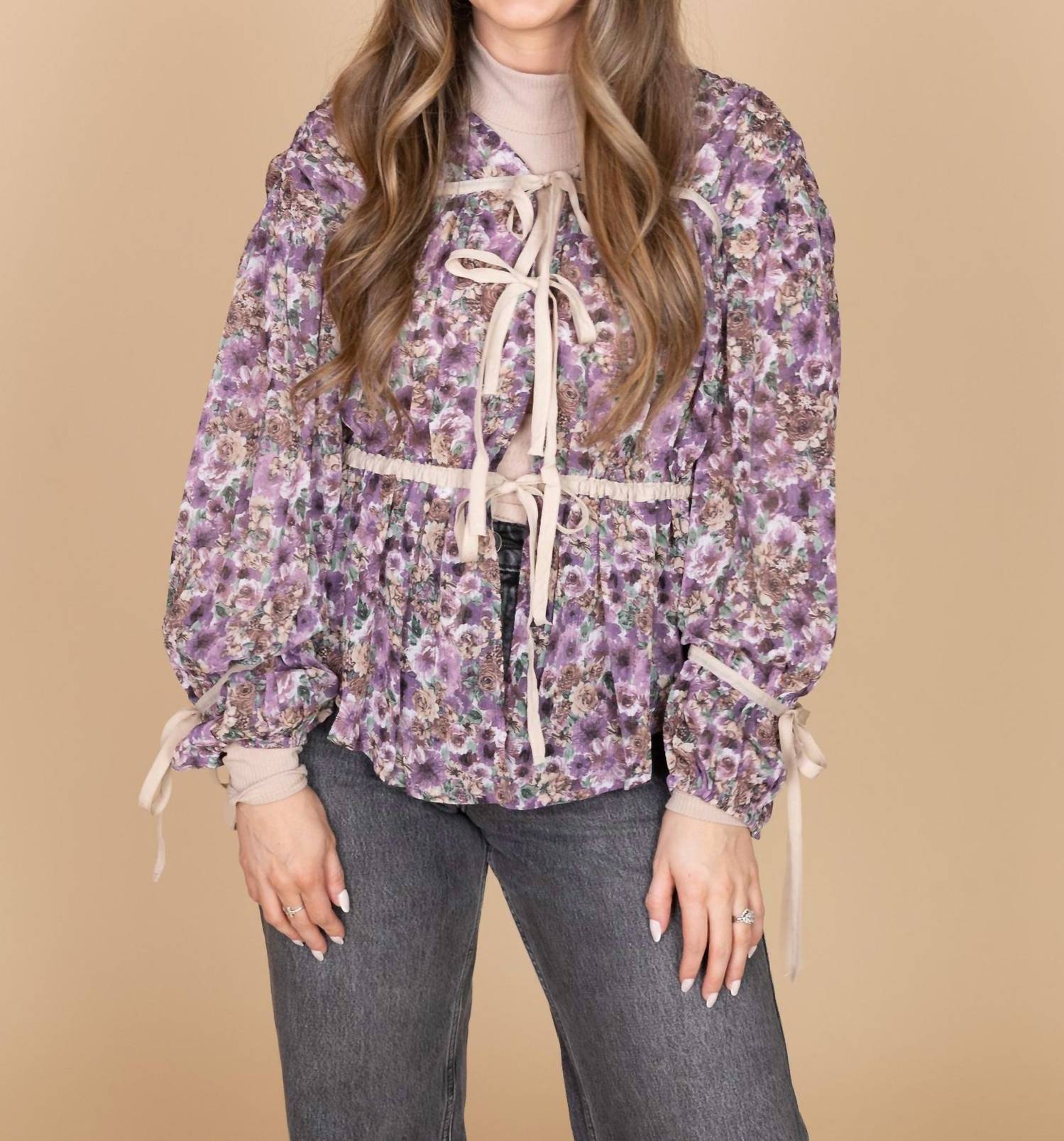 

Listicle Блузка Willa с цветочным бантом, фиолетовая