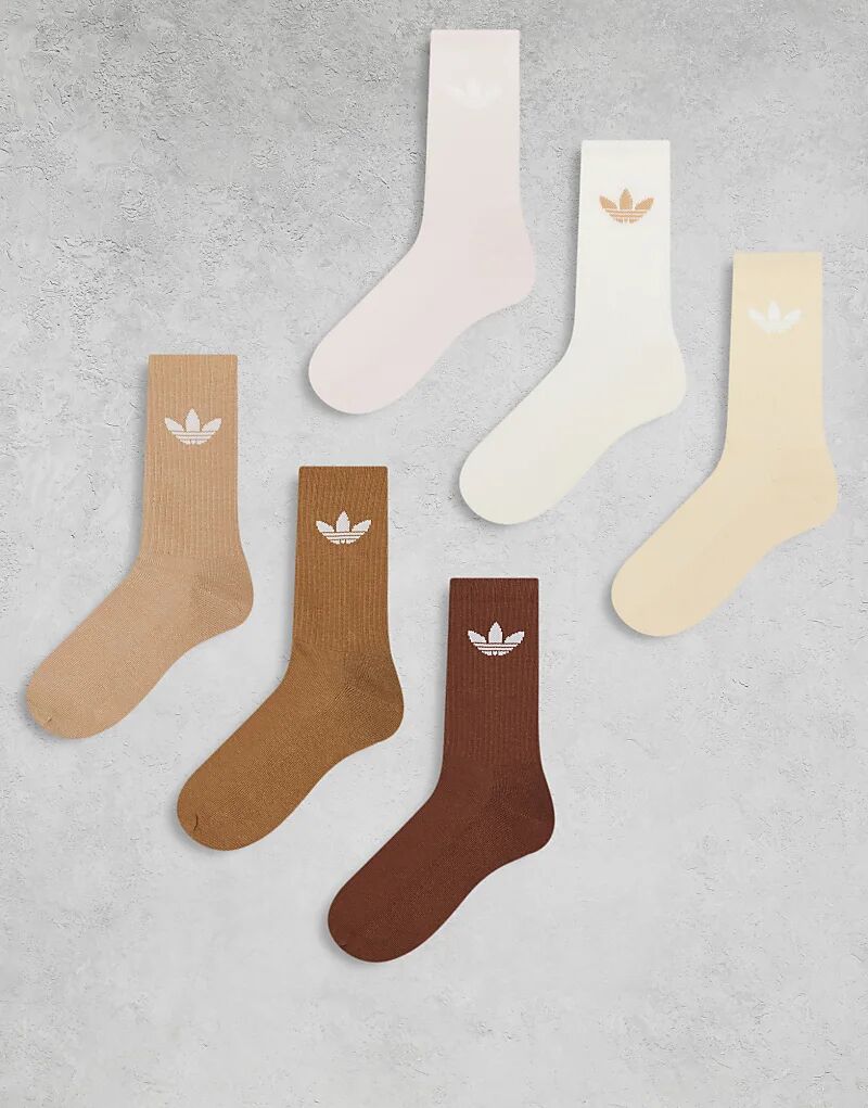 

Носки adidas Originals adicolor Trefoil, 6 пар, коричневые и кремовые