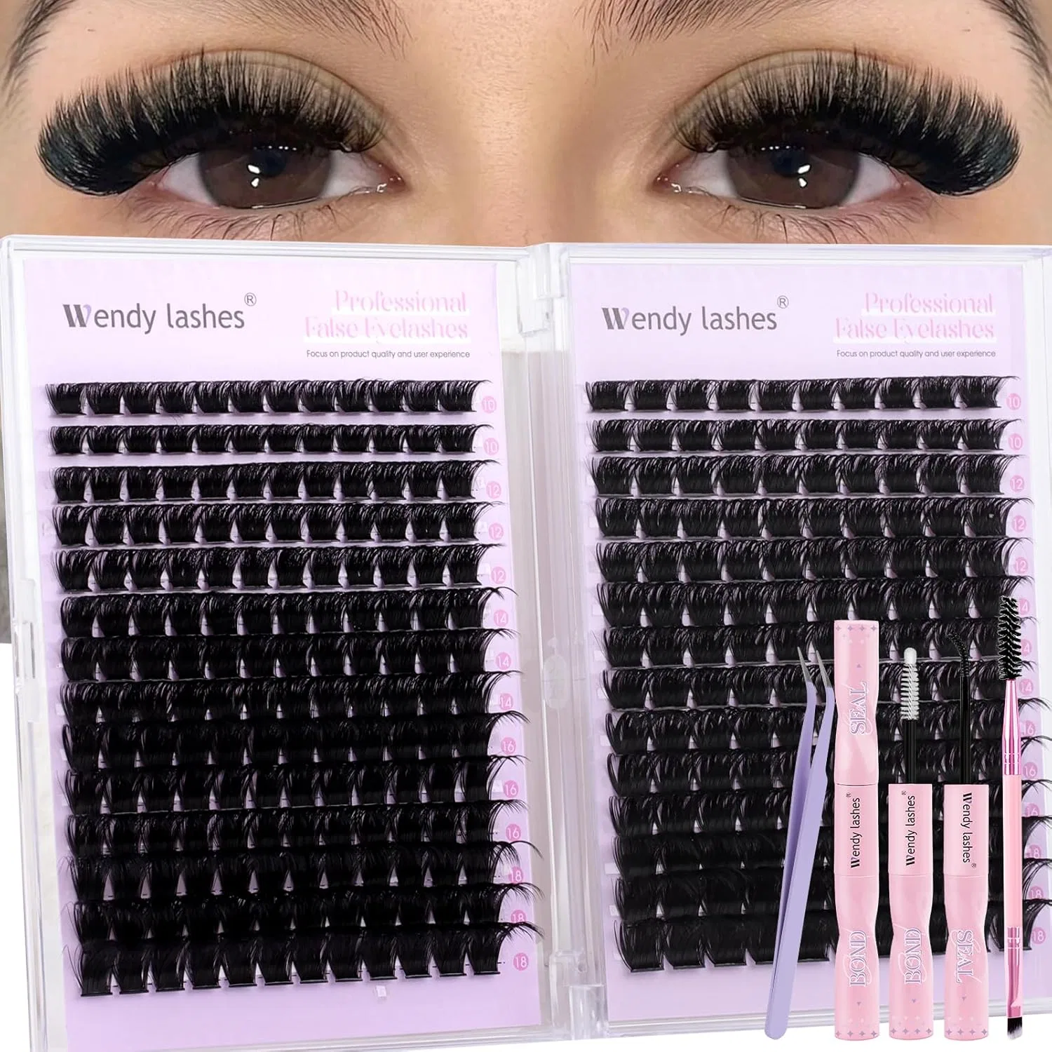 Набор для наращивания ресниц 150D + 200D D-изгиб от 10 до 18 мм Wendy Lashes