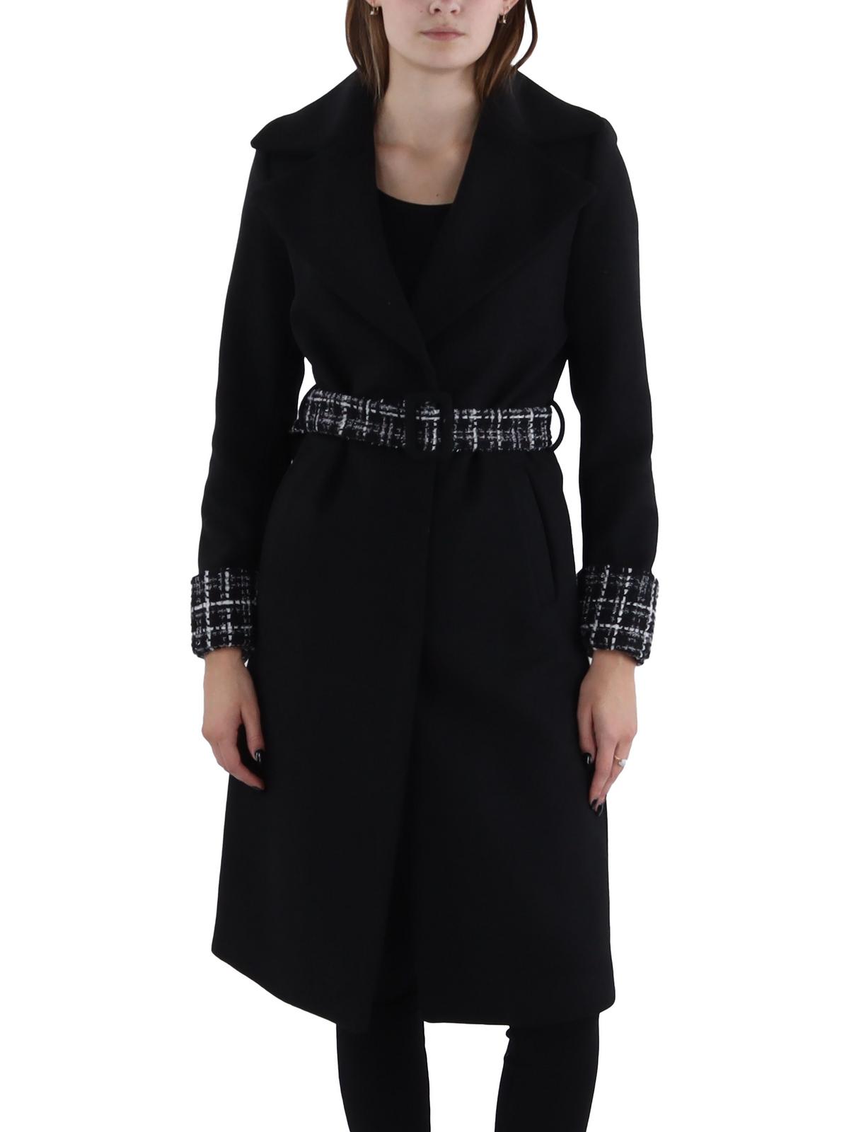 

Женское шерстяное пальто с поясом Tia Tahari, черный