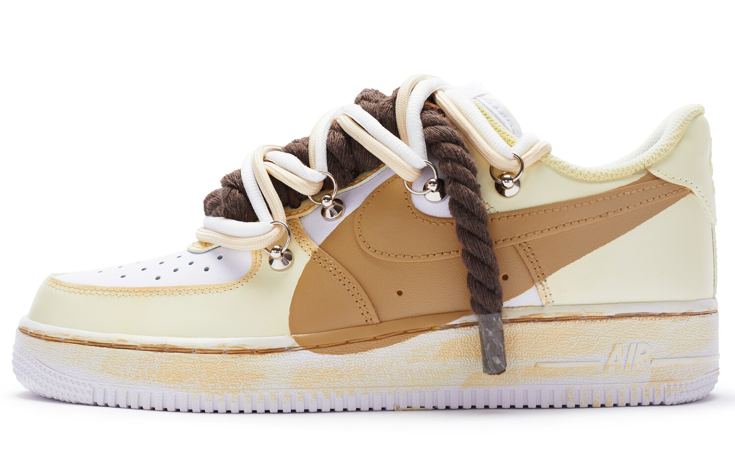 

Кроссовки для скейтбординга Air Force 1 мужские с низким верхом белые/желтые Nike, Желтый, Кроссовки для скейтбординга Air Force 1 мужские с низким верхом белые/желтые Nike