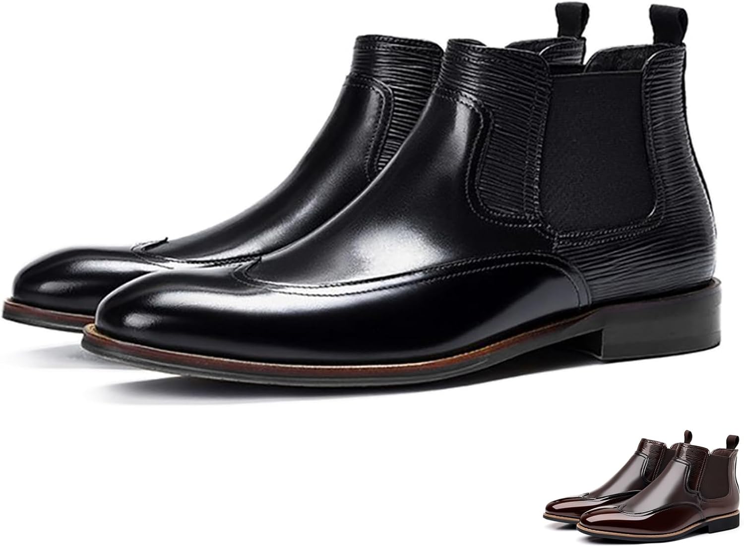

Мужские лаковые ботинки Челси из кожи с модным дизайном, эластичной вставкой, зауженным носком, на шнуровке, повседневные, деловые, формальные оксфорды Glbdu, черный