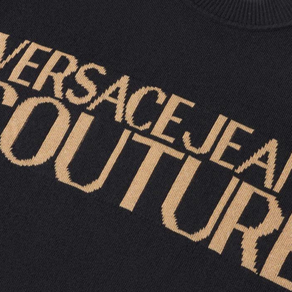 VERSACE Трикотажный свитер мужской черный с круглым вырезом Moderate Others — фото 3