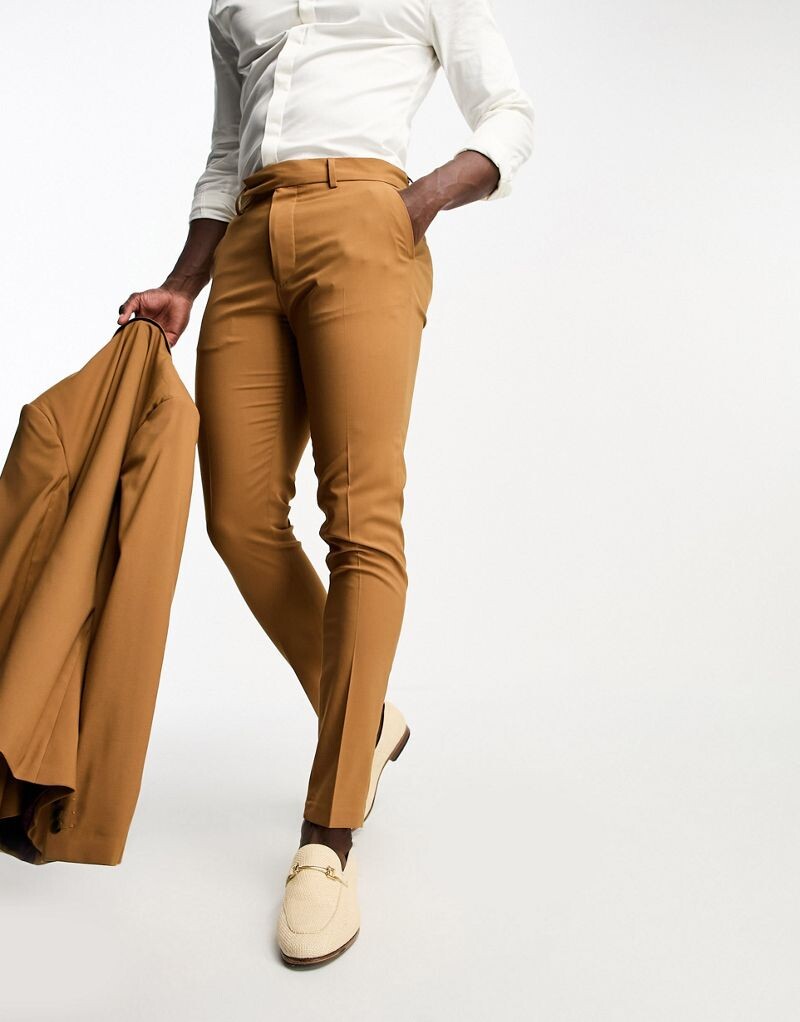 

Табачные узкие брюки ASOS DESIGN
