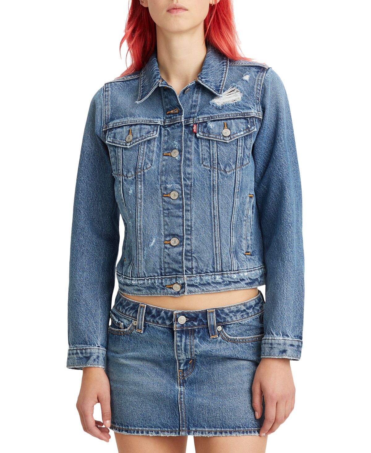 

Женская оригинальная хлопковая джинсовая куртка дальнобойщика Levi's