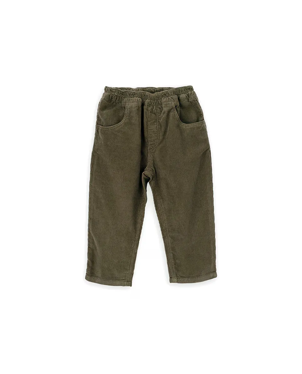 

Вельветовые штаны для мальчика с эластичной резинкой на талии KNOT, цвет Verde Militar