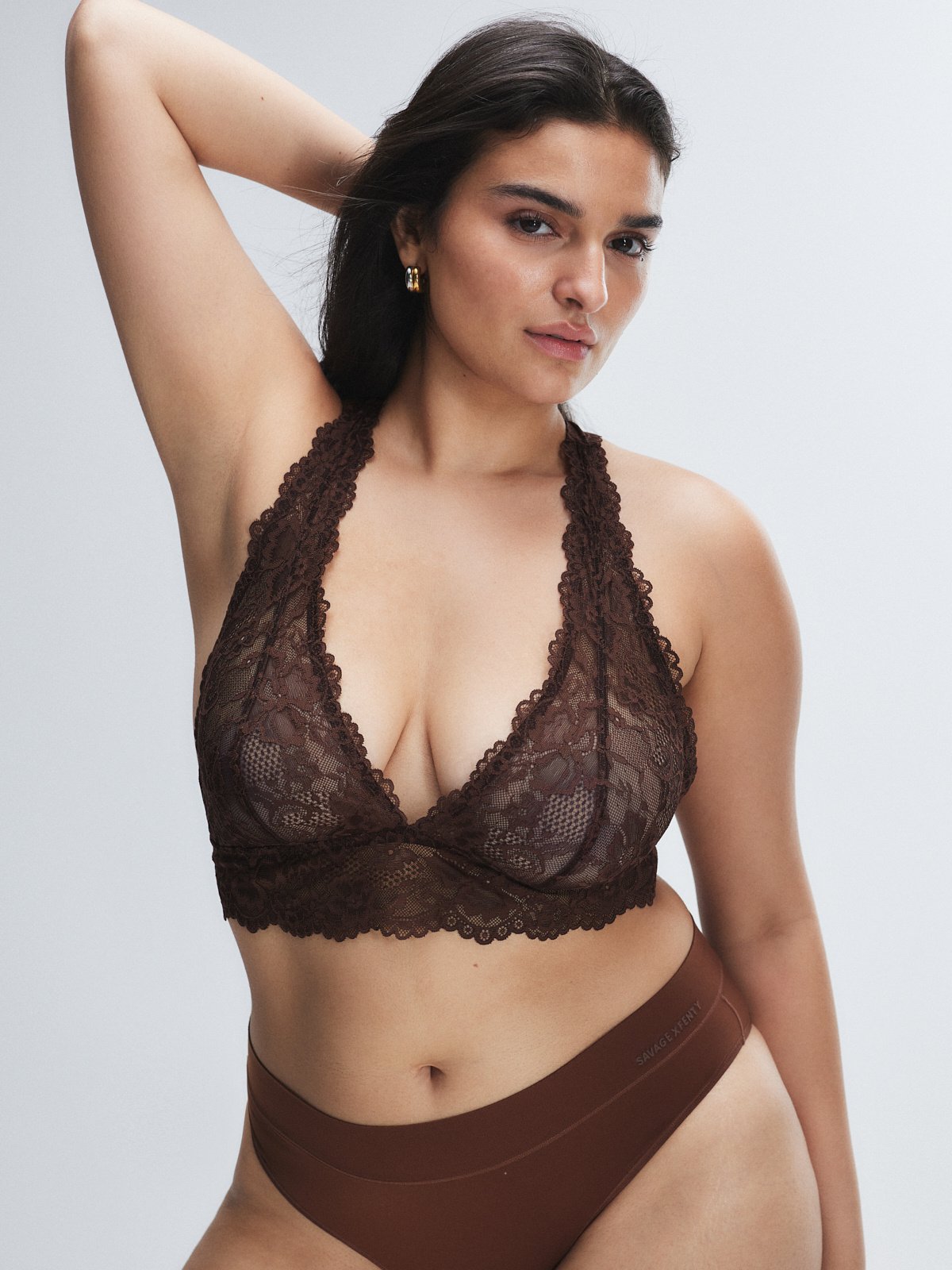 

Бралетт Savage X Fenty Floral Lace Racerback, цвет Cedar Brown