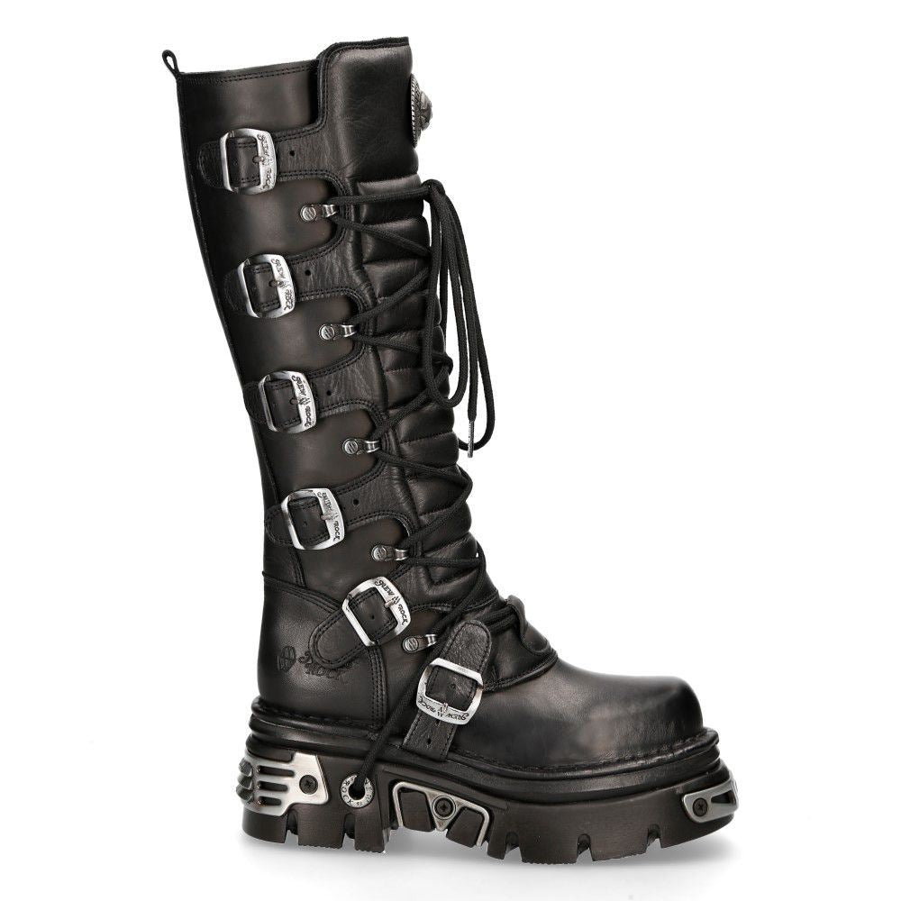 Новые готические ботинки New Rock Knee High Black Leather-272-S1 — фото 3