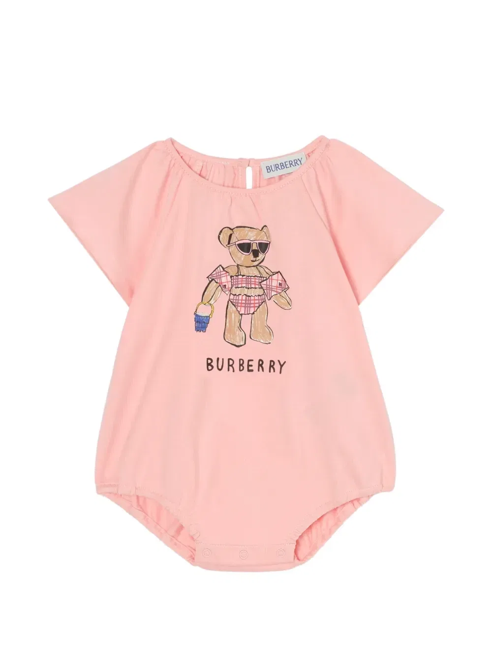 Боди из хлопка «Пляжный медведь» Burberry Kids, розовый