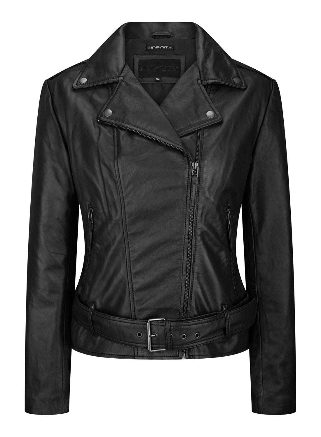 

Загорелая натуральная кожаная куртка Slim Fit Biker TruClothing, черный