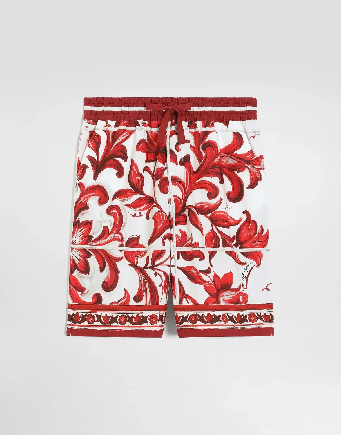 Бермуды из поплина с принтом майолики DOLCE & GABBANA, бежевый