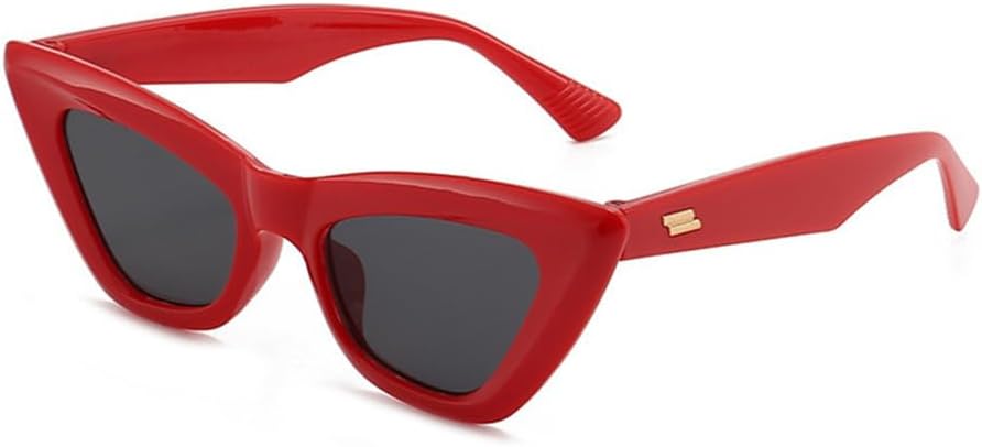 

Женские солнцезащитные очки «кошачий глаз» с металлическим декором в полоску, маленькая оправа, ретро-стиль, защита от ультрафиолета UV400, увеличенный размер LANGSER, C3 Red Gray