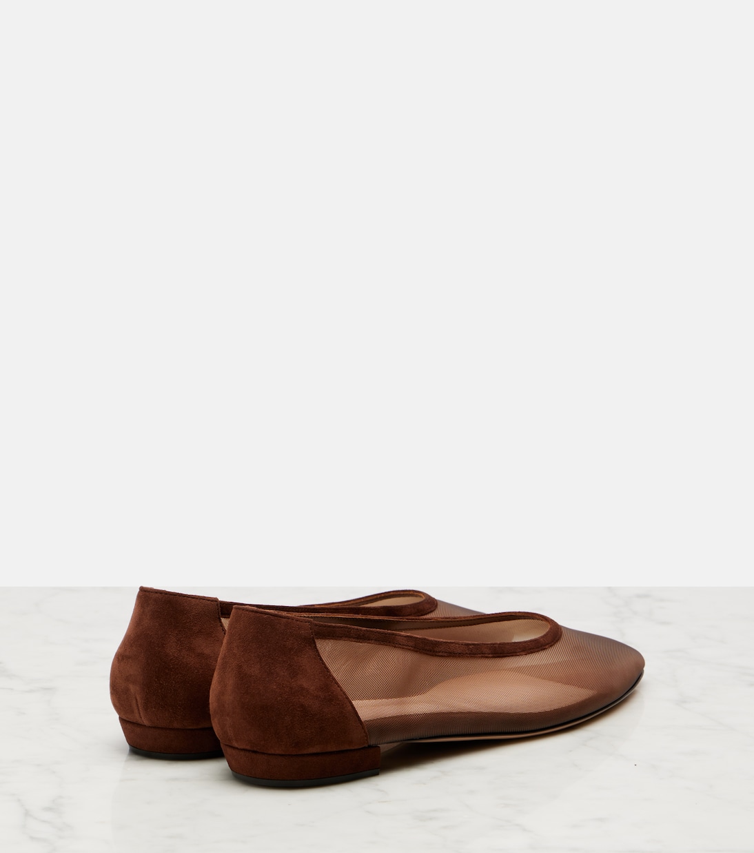 Балетки Amelia из органзы с отделкой из замши Gianvito Rossi, Brown/ Brown — фото 2