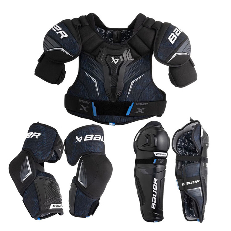 

BAUER Комплект защитной экипировки для хоккея 24 Model X, нагрудник, щитки и налокотники Ice Land Earth, размер M