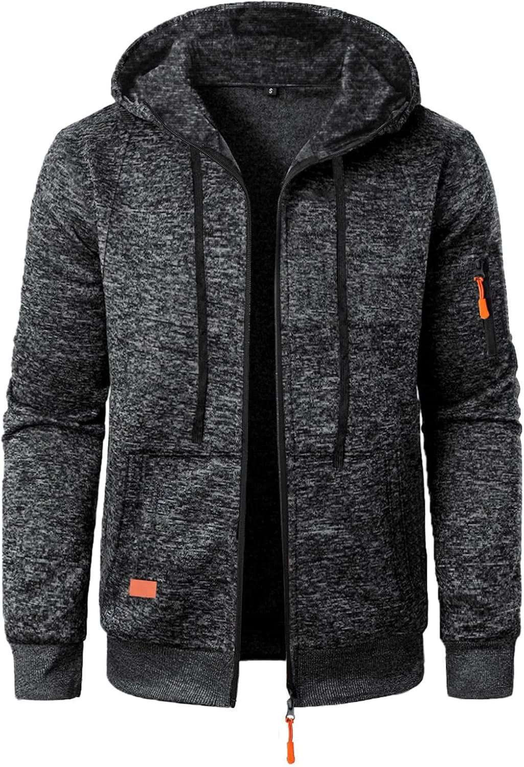 Толстовка с капюшоном на молнии мужская, Long Sleeve, Loose Fit, с карманом — фото 3