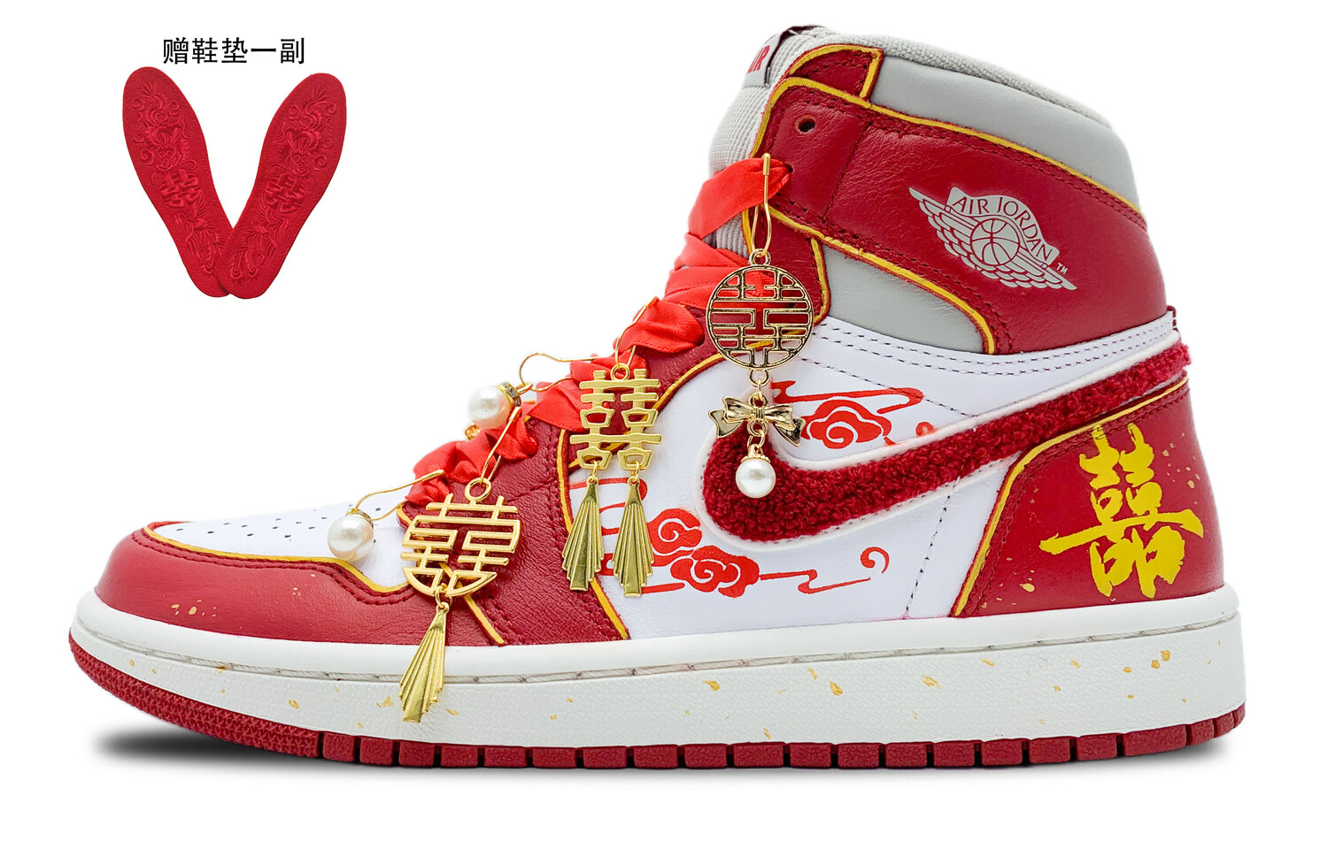 

Кроссовки Air Jordan 1 Vintage Basketball Unisex High-Top, серый/белый/красный