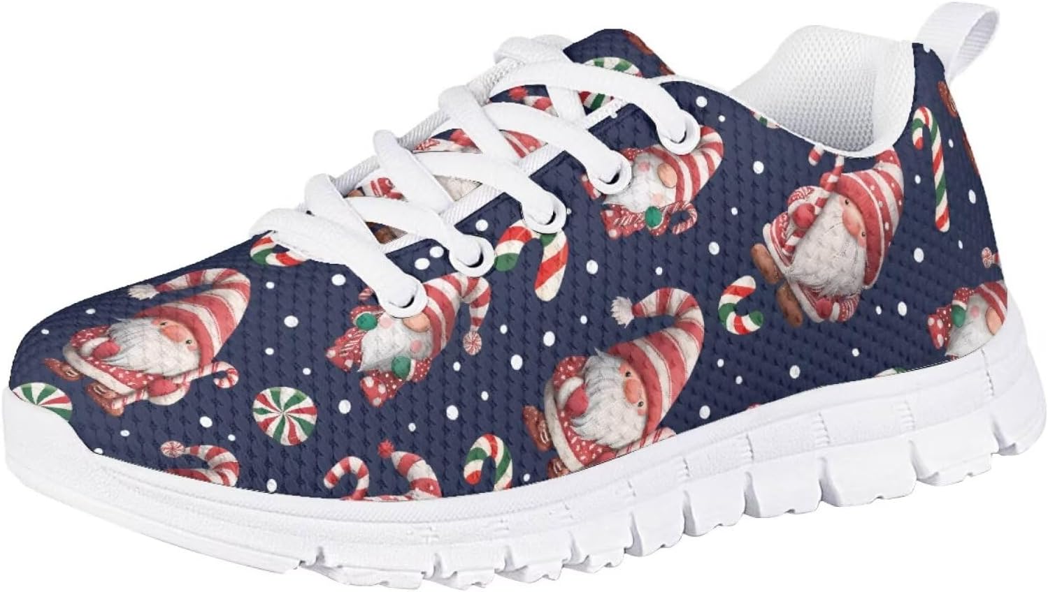 

Кроссовки Forchrinse для мальчиков и девочек, с шнуровкой, для бега и ходьбы, повседневные, с плоской подошвой и противоскользящей подошвой, Santa Claus Printed