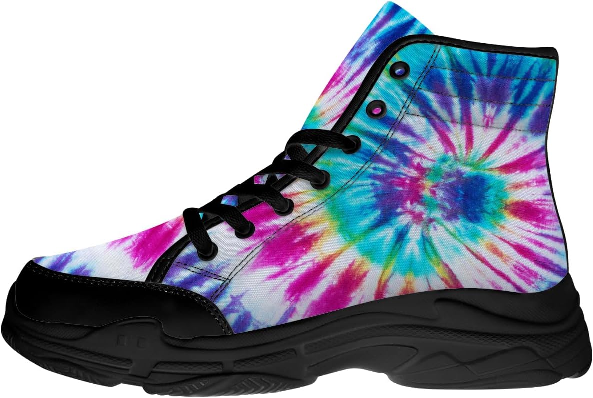 

Кроссовки Quorax для мужчин и женщин с высокой посадкой и эффектом тай-дай, на шнуровке, из хлопка, подарок для него и для нее, синий/розовый