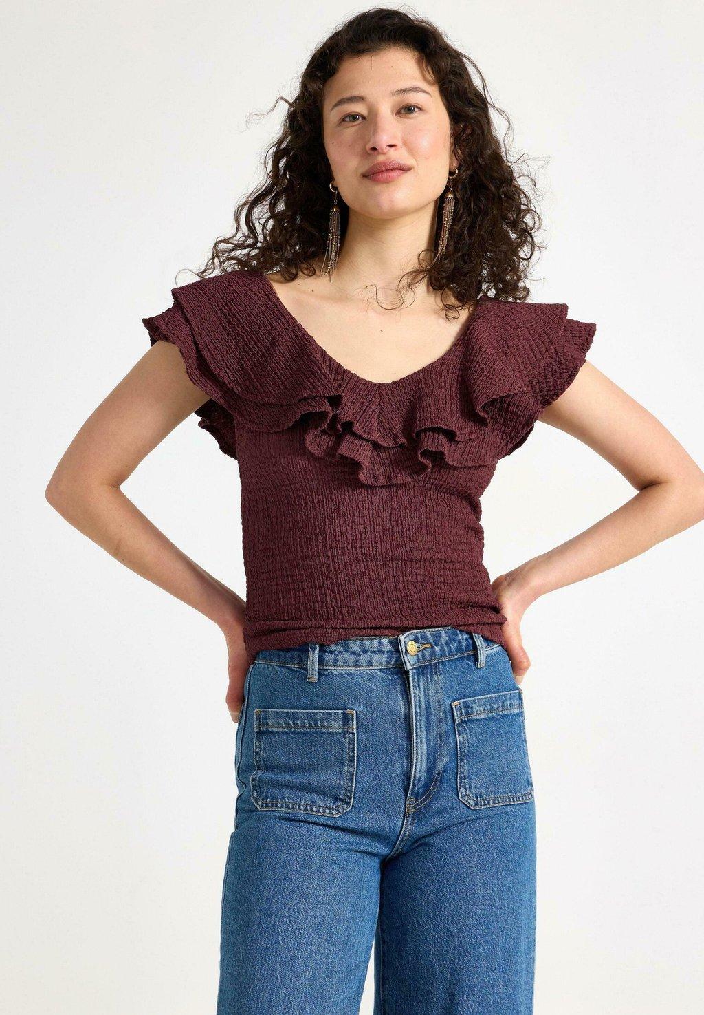 

Блуза WITH FLOUNCE Lindex, темно-красный