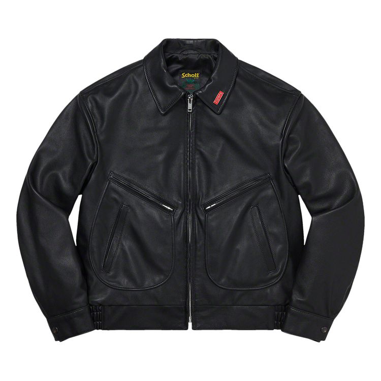 

Куртка Supreme x Schott Leather Work Jacket 'Black', черный