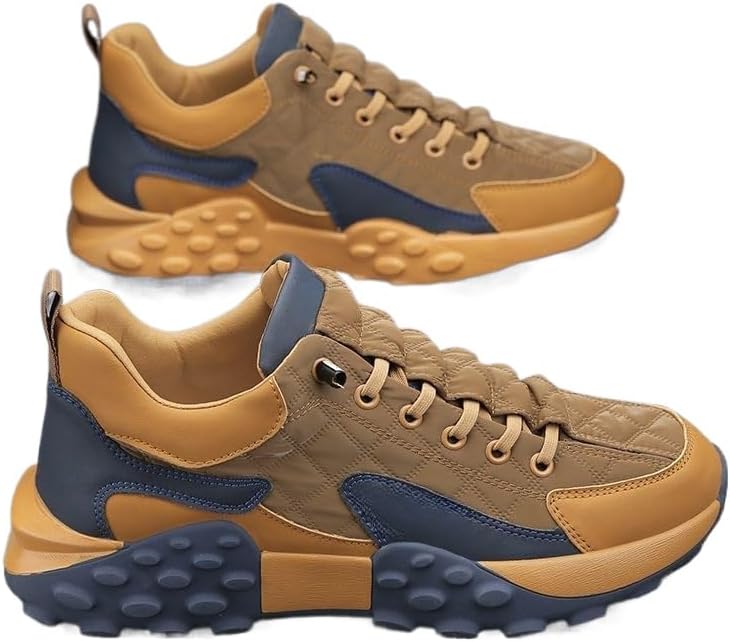 

Мужские модные кроссовки Hhhchpm с шнуровкой в уличном стиле для активного отдыха - нескользящие, прочные, комфортные, кофейный