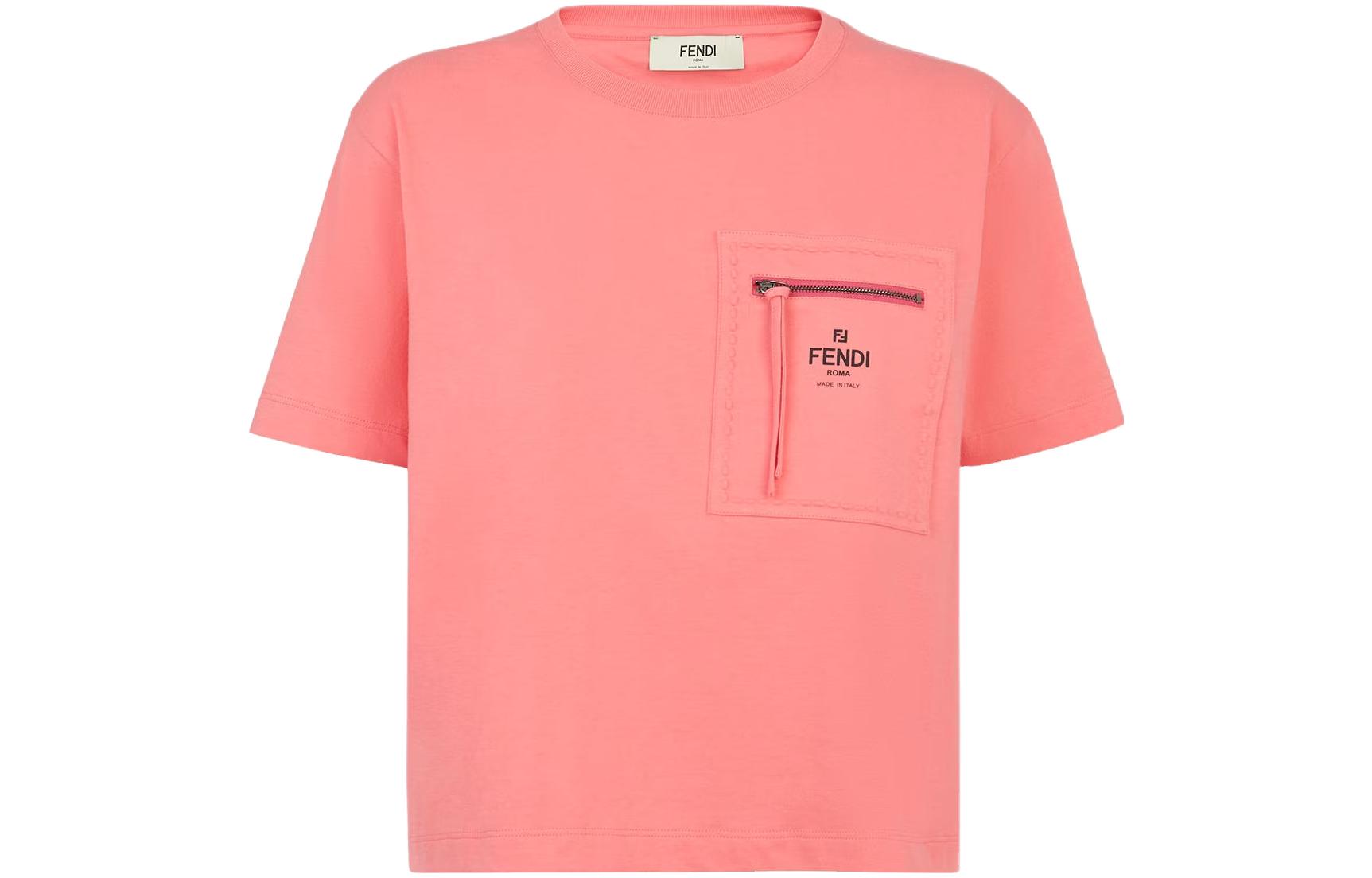

Футболка Zip Detailed Crewneck FENDI, розовый